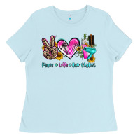 Baby Blue peace love hair stylist Ladies Tee - AdoDesignShop
