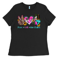Black peace love hair stylist Ladies Tee - AdoDesignShop