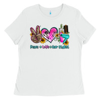White peace love hair stylist Ladies Tee - AdoDesignShop