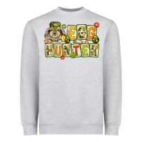 Heather Grey Egg hunter with camouflage plate letters Heavyweight Sweatshirt - NancyCooperArtShop