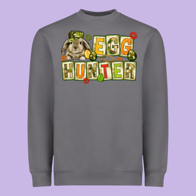 Egg Hunter With Camouflage Plate Letters Heavyweight Sweatshirt Designed By Nancycooperartshop