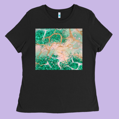 Green Glitter Ladies Tee Designed By Jahusdesignshop