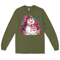 Army Green pink christmas snowman Long Sleeve Tee - MaliasSmallBusiness