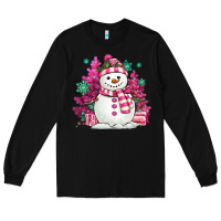 Black pink christmas snowman Long Sleeve Tee - MaliasSmallBusiness