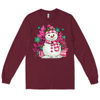Burgundy pink christmas snowman Long Sleeve Tee - MaliasSmallBusiness