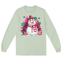 Matcha pink christmas snowman Long Sleeve Tee - MaliasSmallBusiness
