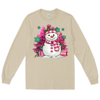 Mushroom pink christmas snowman Long Sleeve Tee - MaliasSmallBusiness