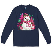 Navy pink christmas snowman Long Sleeve Tee - MaliasSmallBusiness