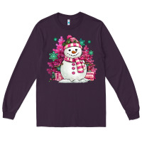 Plum pink christmas snowman Long Sleeve Tee - MaliasSmallBusiness