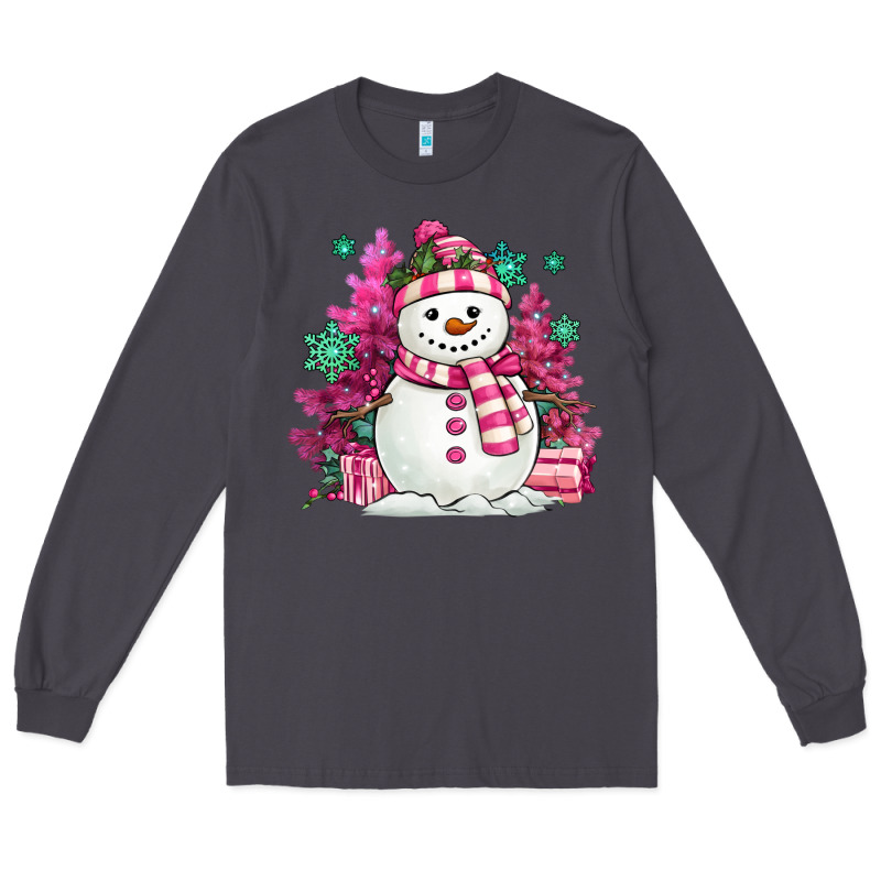 Pink Christmas Snowman Long Sleeve Tee by MaliasSmallBusiness | Teevron