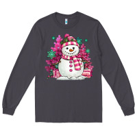 Smoke pink christmas snowman Long Sleeve Tee - MaliasSmallBusiness
