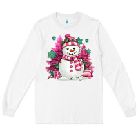 White pink christmas snowman Long Sleeve Tee - MaliasSmallBusiness