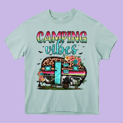 Camping Vibes Heavy Core Tee Designed By Jahusdesignshop