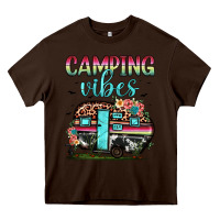 Chocolate Brown camping vibes Heavy Core Tee - JahusDesignShop