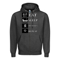 Charcoal Heather Tax Day Eat Sleep Do Taxes Repeat Gift Zipper Hoodie - Bettercallsaul