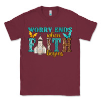 Burgundy worry ends when faith begins Classic Tee - NancyCooperArtShop