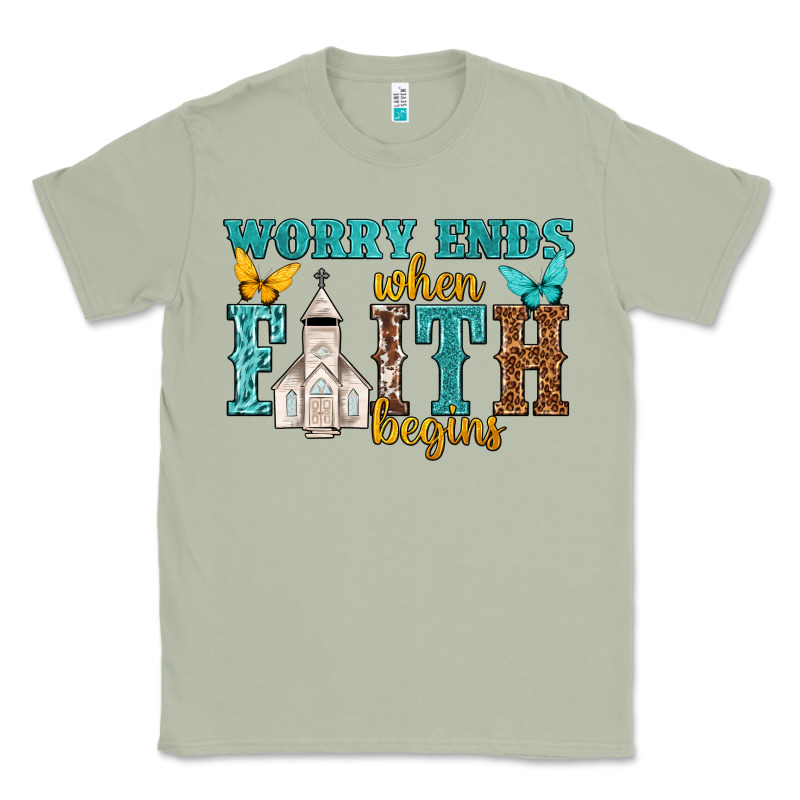 Worry Ends When Faith Begins Classic Tee by NancyCooperArtShop | Teevron
