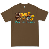 Cacao peace love country cowhide cowboy hat Premium Tee - AdoDesignShop