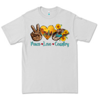 Dove Grey peace love country cowhide cowboy hat Premium Tee - AdoDesignShop