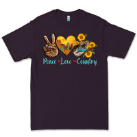 Plum peace love country cowhide cowboy hat Premium Tee - AdoDesignShop