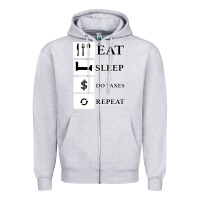 Heather Grey Tax Day Eat Sleep Do Taxes Repeat Gift Zipper Hoodie - Bettercallsaul