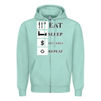 Seafoam Tax Day Eat Sleep Do Taxes Repeat Gift Zipper Hoodie - Bettercallsaul