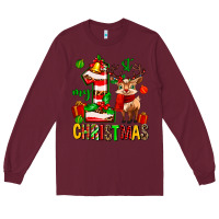 Burgundy my first christmas reindeer Long Sleeve Tee - MaliasSmallBusiness
