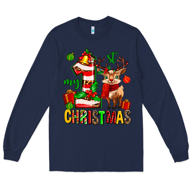 My First Christmas Reindeer Long Sleeve Tee by MaliasSmallBusiness | Teevron
