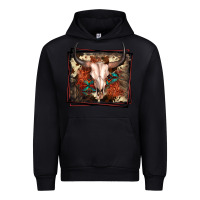 Black Western Bull Skull Urban Hoodie - FaDigitalArtStudio