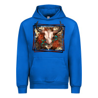Cobalt Western Bull Skull Urban Hoodie - FaDigitalArtStudio
