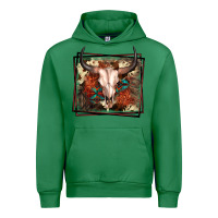 Emerald Western Bull Skull Urban Hoodie - FaDigitalArtStudio