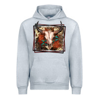 Heather Grey Western Bull Skull Urban Hoodie - FaDigitalArtStudio