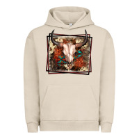 Pigment French Oak Western Bull Skull Urban Hoodie - FaDigitalArtStudio