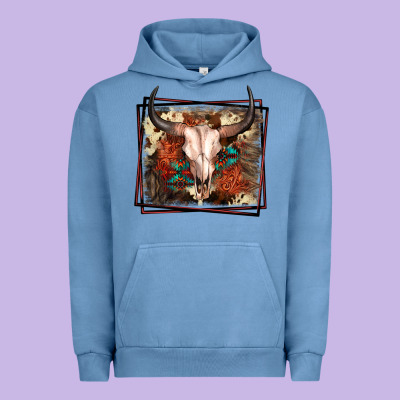 Western Bull Skull Urban Hoodie Designed By Fadigitalartstudio
