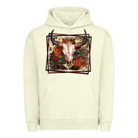 Pigment Pistachio Western Bull Skull Urban Hoodie - FaDigitalArtStudio