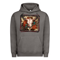 Pigment Tornado Western Bull Skull Urban Hoodie - FaDigitalArtStudio
