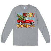 Heather Grey merry christmas truck Long Sleeve Tee - MaliasSmallBusiness