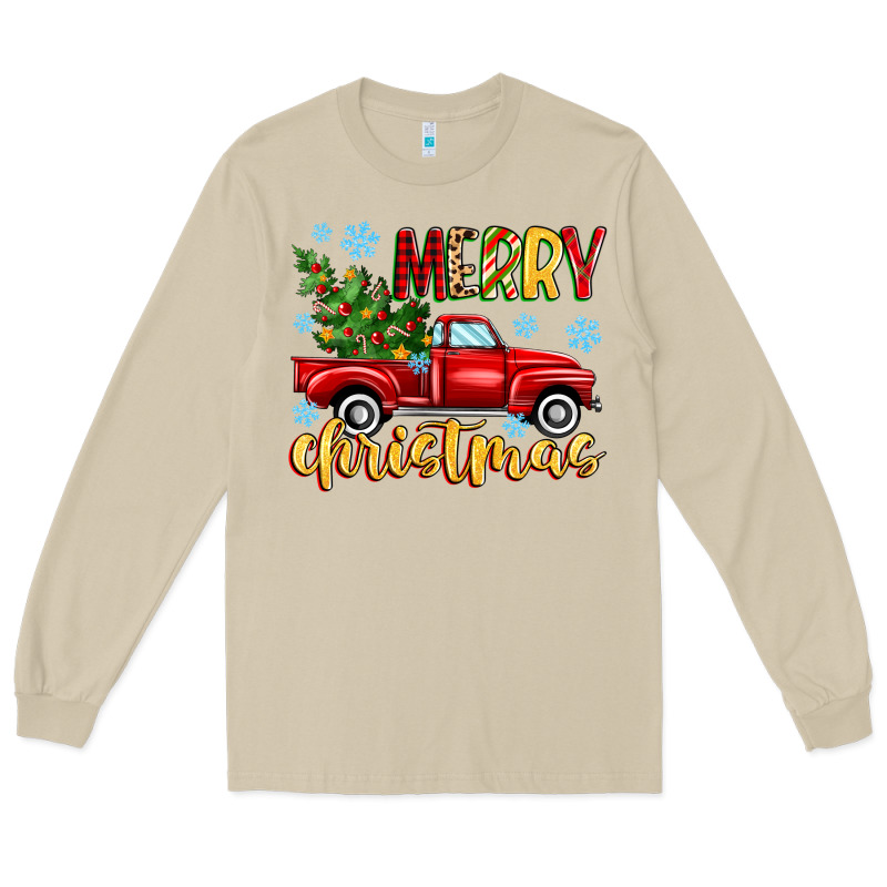 Merry Christmas Truck Long Sleeve Tee by MaliasSmallBusiness | Teevron
