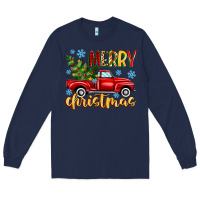 Navy merry christmas truck Long Sleeve Tee - MaliasSmallBusiness