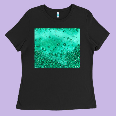 Green Glitter Ladies Tee Designed By Jahusdesignshop