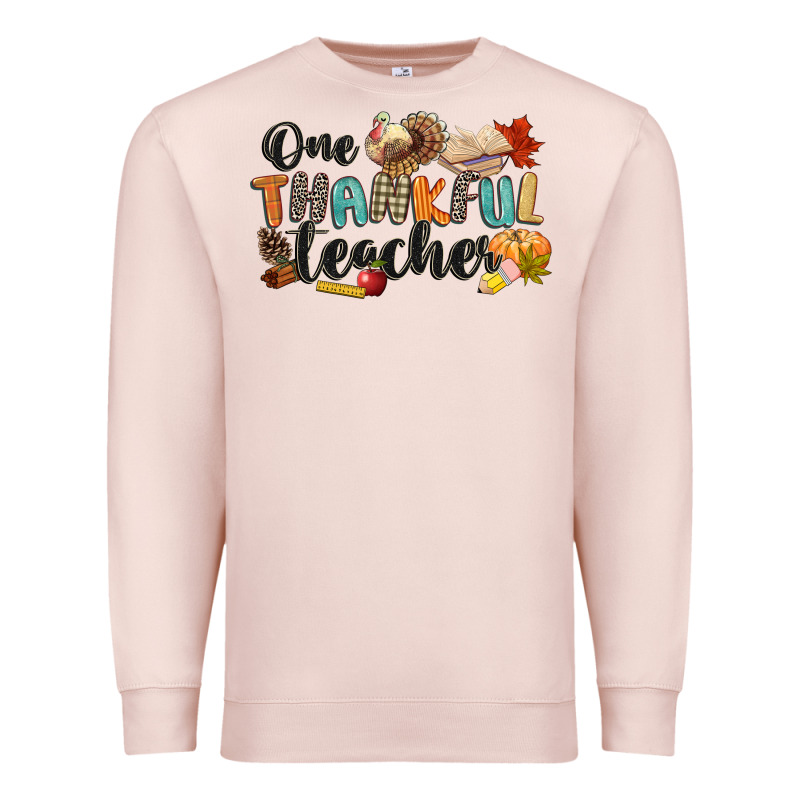 One Thankful Teacher Premium Sweatshirt by CowGirlArtShop | Teevron