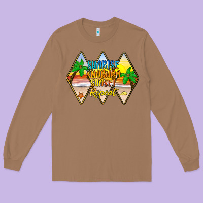 Sunrise Sunburn Sunset Repeat Long Sleeve Tee Designed By Jahusdesignshop