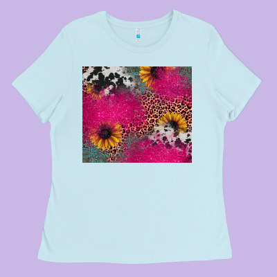 Pink Glitter Leopard Cowhide Ladies Tee Designed By Jahusdesignshop