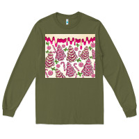 Army Green pink christmas tree cakes Long Sleeve Tee - MaliasSmallBusiness