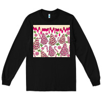 Black pink christmas tree cakes Long Sleeve Tee - MaliasSmallBusiness