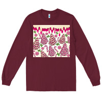 Burgundy pink christmas tree cakes Long Sleeve Tee - MaliasSmallBusiness