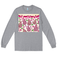 Heather Grey pink christmas tree cakes Long Sleeve Tee - MaliasSmallBusiness