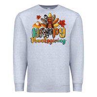 Heather Grey happy thanksgiving Premium Sweatshirt - CowGirlArtShop