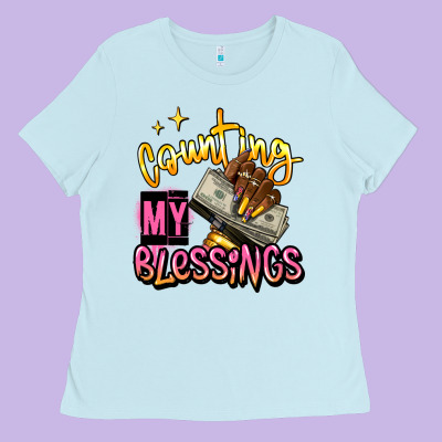 Counting My Blessings Afro Hands Ladies Tee Designed By Ranaportraitstore