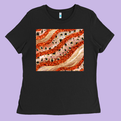 Orange Glitter Ladies Tee Designed By Jahusdesignshop